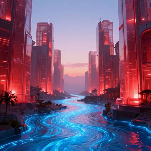 Iridescent Futuristic Blue Liquid Streams