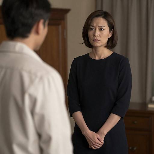 Dimly Lit Confrontation: Woman in Black