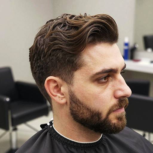 Textured Haircut with Beard for Men