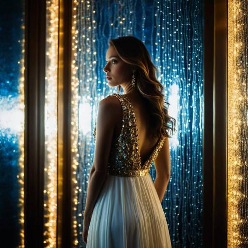 Dramatic Backlit Woman in Flowy Dress Dramatic Backlit Woman in Flowy Dress