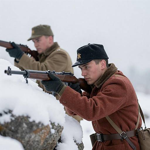 Intense Soldiers in Snowy Setting