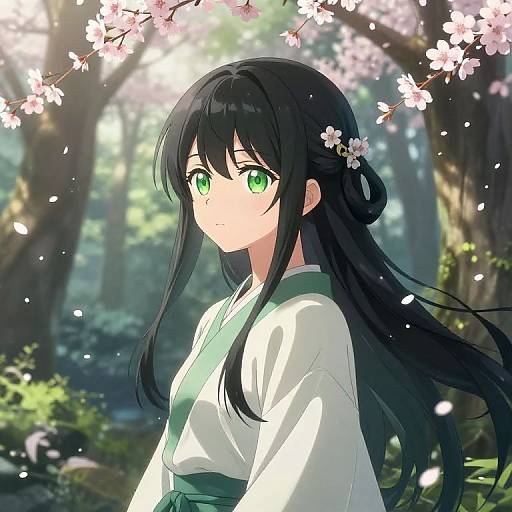 Anime Girl in Mystical Forest