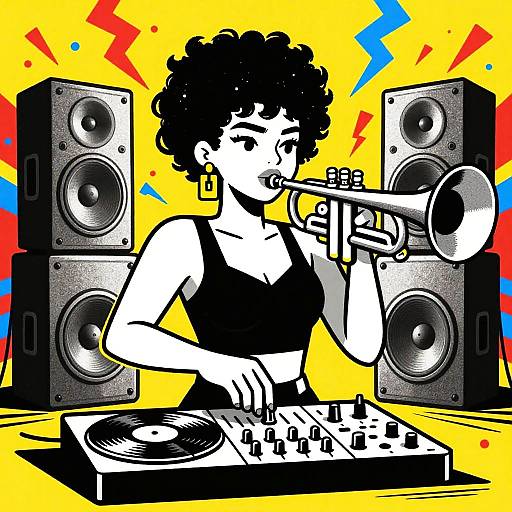 Female Trumpeter DJ at Vibrant Carnival