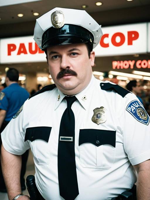 Photorealistic Paul Blart Cosplay Portrait