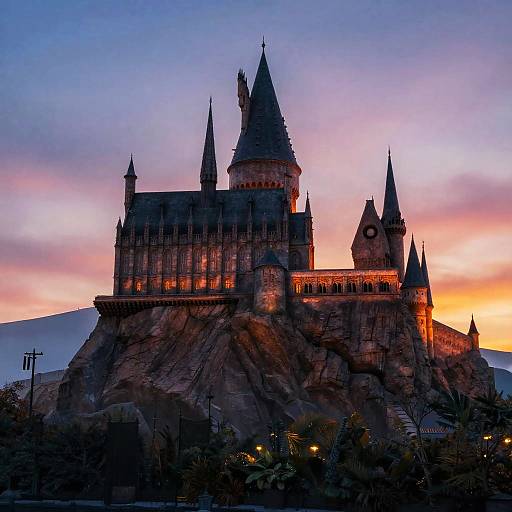 Medieval Castle at Sunset Mist