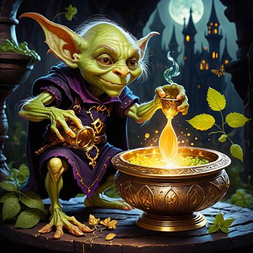 Mischievous Goblin Brewing a Potion Mischievous Goblin Brewing a Potion