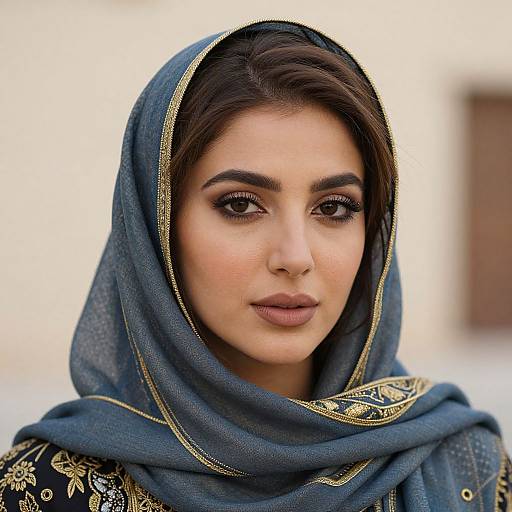 Close-Up Arabian Woman in Headscarf