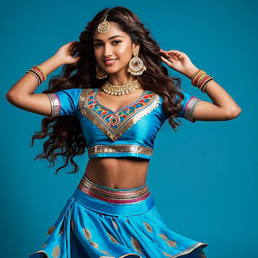 Young Woman in Traditional Chaniya Choli Dress