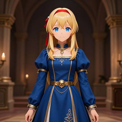 Anime Blonde Girl in Medieval Dress