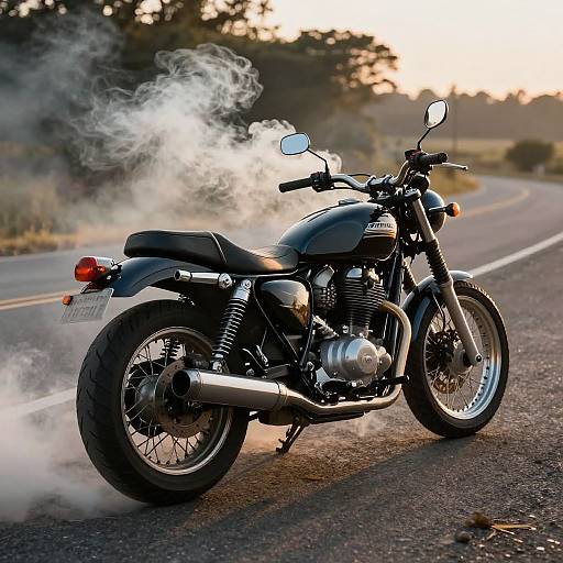 Cinematic Classic Motorcycle with Smoke