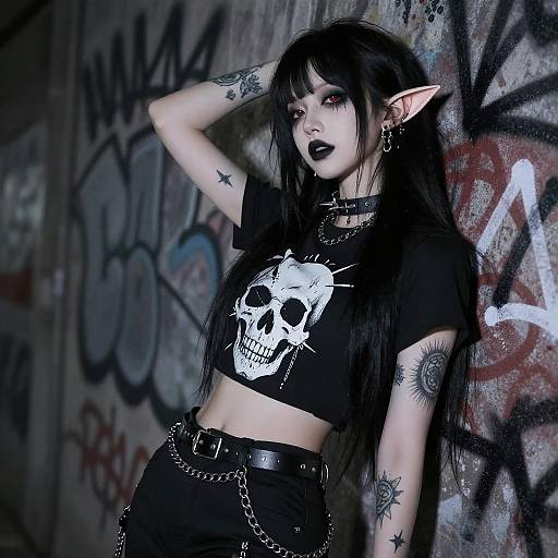 Seductive Gothic Girl in Urban Setting