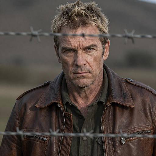 Barbed Wire Portrait of Rugged Man