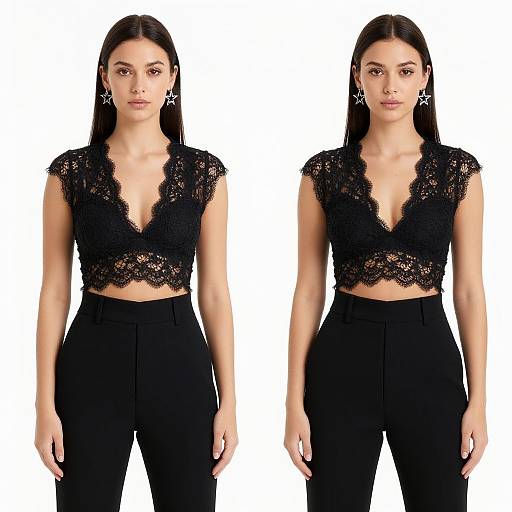 Confident Woman in Chic Lace Outfit