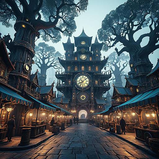 Steampunk Clockwork City at Dawn