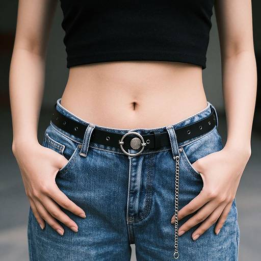 Edgy Woman's Midsection Style