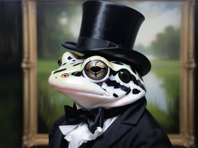 Portrait of Amazon Milk Frog in Frock Coat