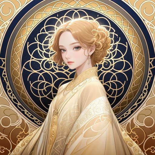 Serene Anime Figure in Golden Hues