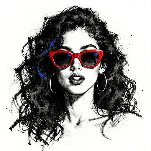 Edgy Woman Portrait in Ink Sketch