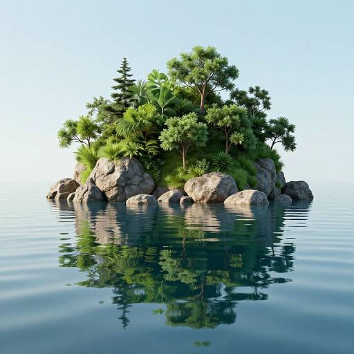 Serene 3D Floating Island Harmony