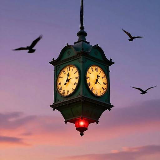Whimsical Floating Clock Tower Twilight