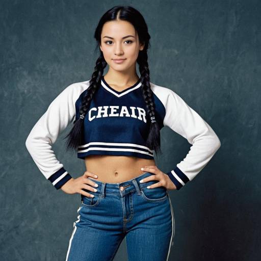 Confident Cheerleader in Denim Jeans