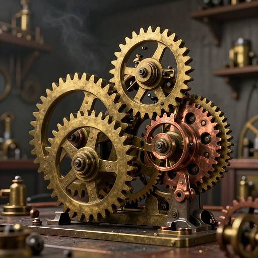 Intricate Steampunk Gears and Machinery