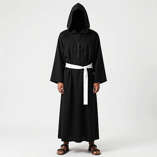 Mysterious Hooded Figure with Cross