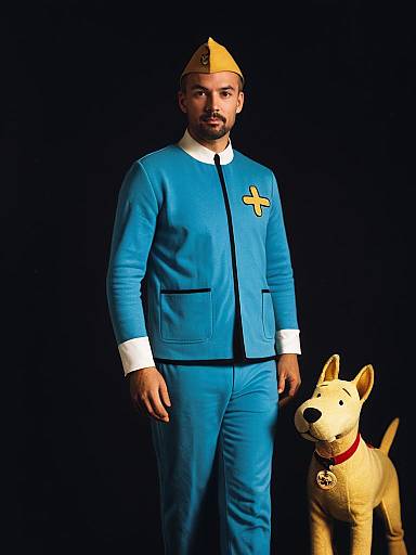 Photorealistic Man in Tintin Costume
