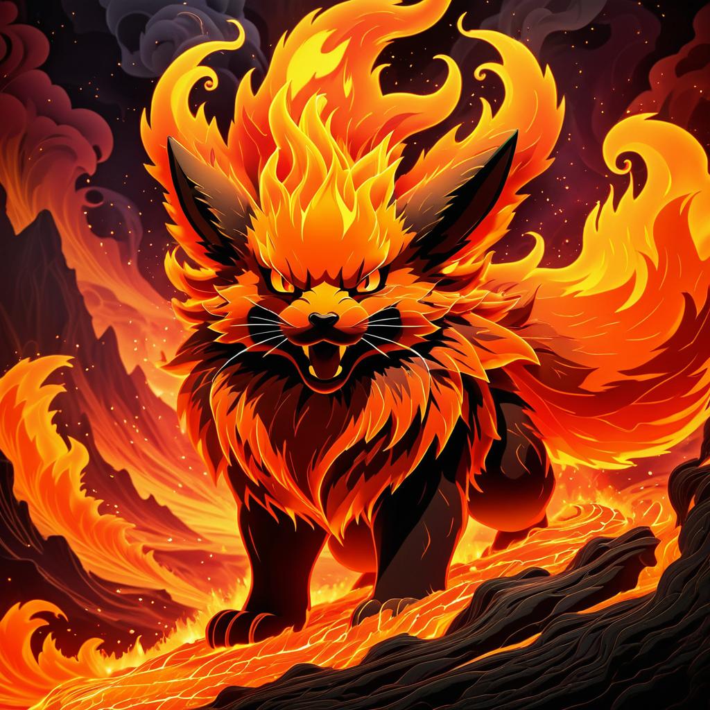 Flareon Roaring in Volcanic Fury