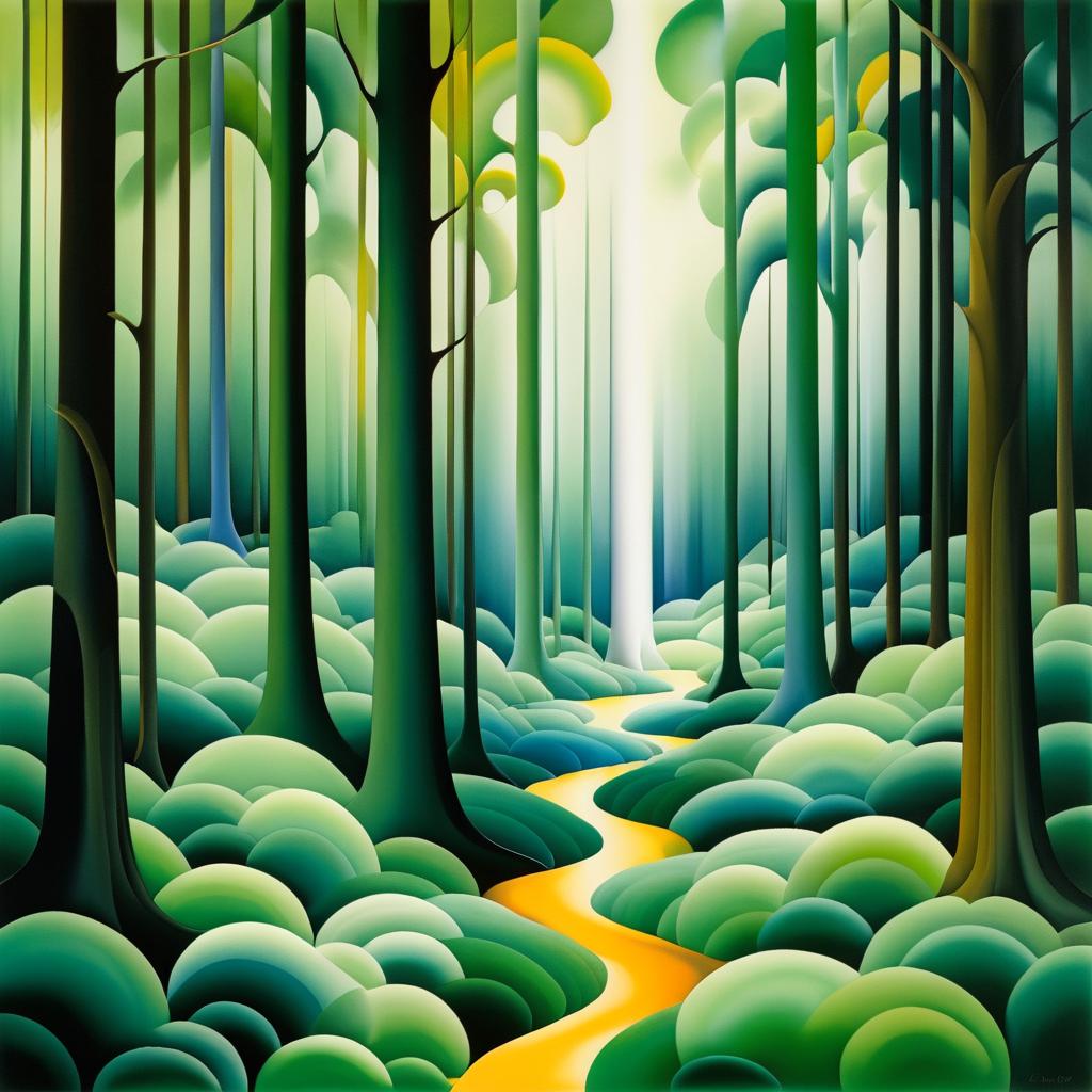 Serene Fantastical Forest in O'Keeffe Style