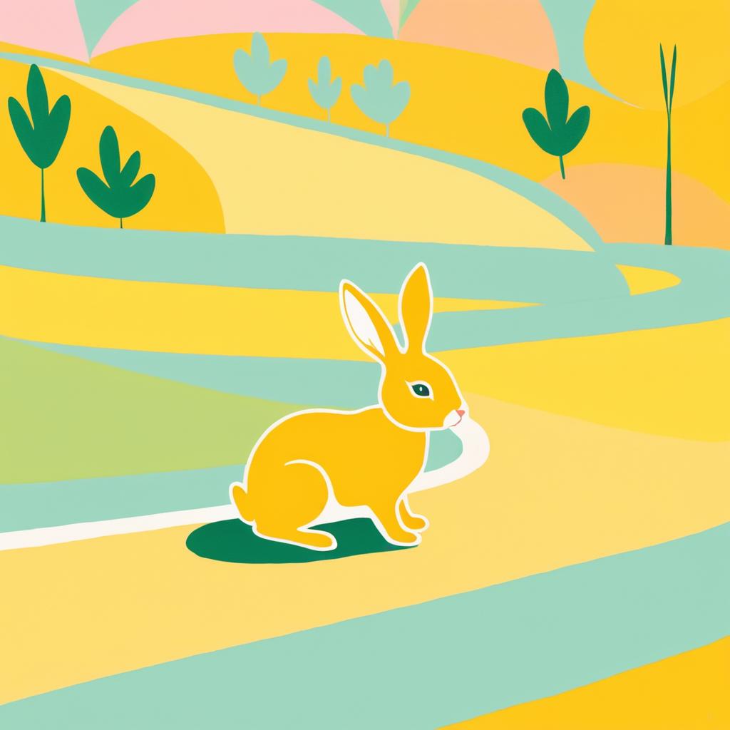 Curious Rabbit in Pastel Colors