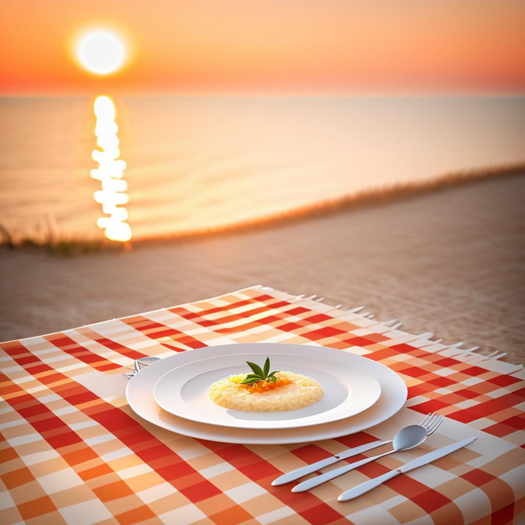 Elegant Beachside Dinner Setting at Sunset