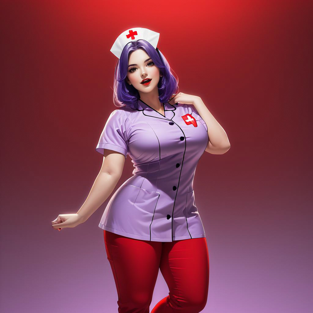 Excited Vampire Nurse in Stylish Scrubs