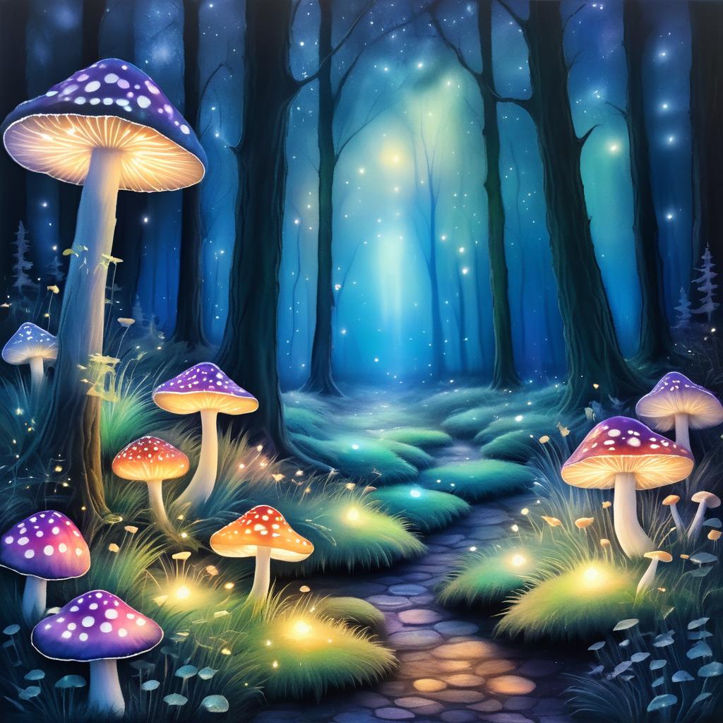 Ethereal Moonlit Forest Glade Scene