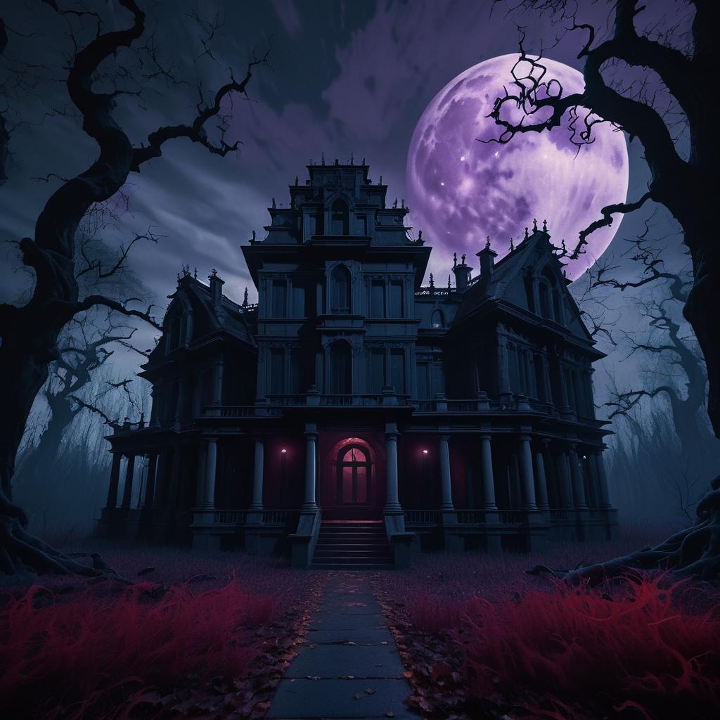 Eerie Dreamlike Mansion at Night