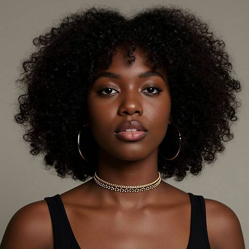 Realistic Dark-Skinned Afro Girl Portrait