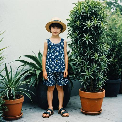Boy in Summer Outfit with Hat and Sandals