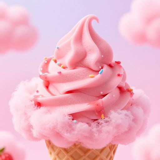 Close-Up Pink Cotton Candy Ice Cream