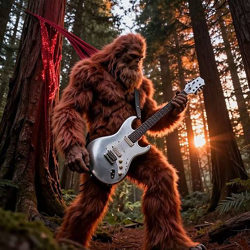 Mystical Bigfoot with Electric Guitar