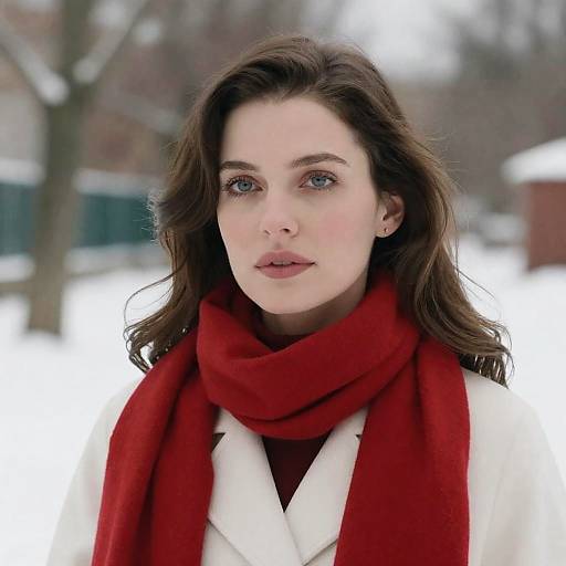 Calm Woman in Snowy Outdoor Scene