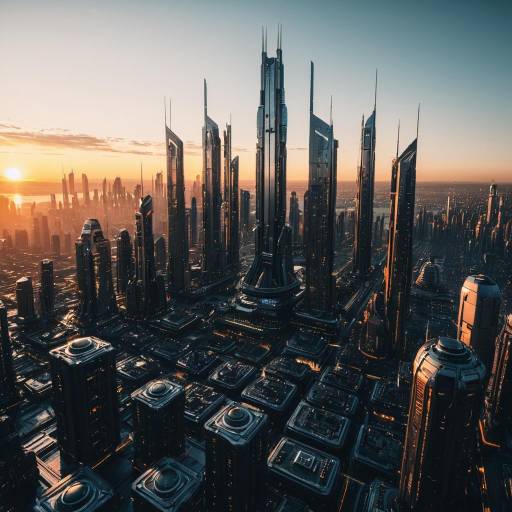 Futuristic City Skyline at Sunset