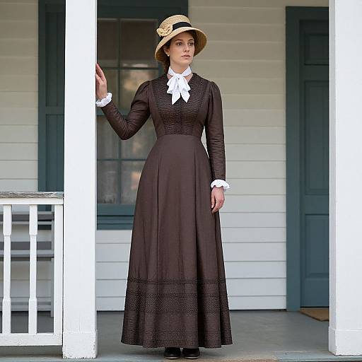 Colonial Woman on Porch