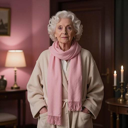 Serene Elderly Woman in Dim Setting