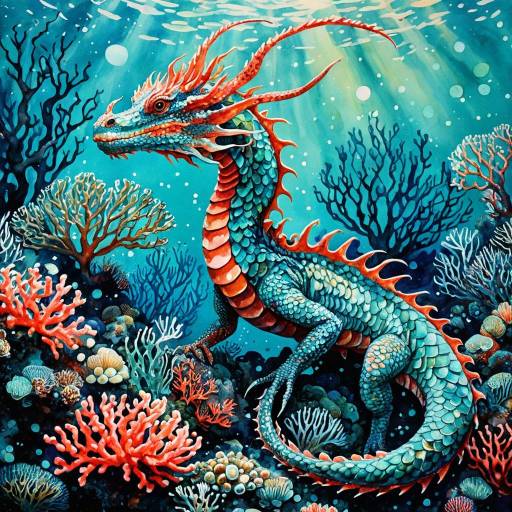 Mystical Sea Dragon Among Coral Reefs Mystical Sea Dragon Among Coral Reefs