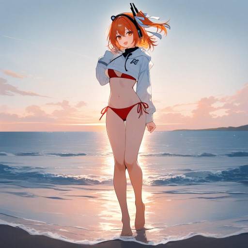 Cheerful Girl in Sunset Bliss