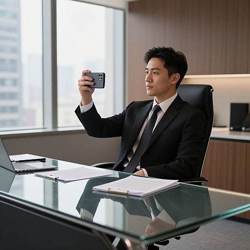 Professional Businessman Taking Photo