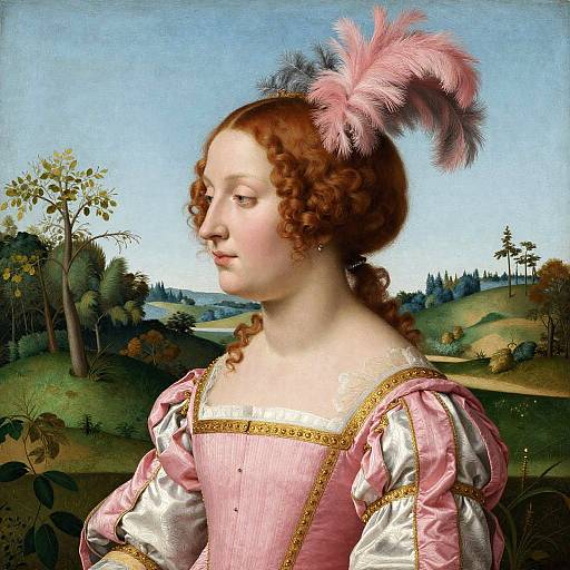 Renaissance Woman in Profile Painting