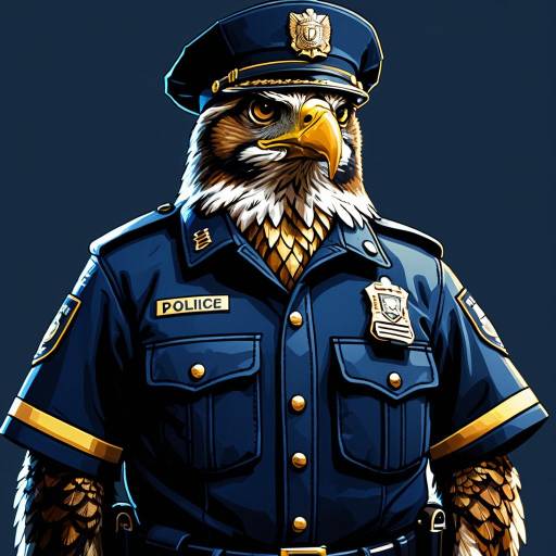 Hawk in Police Uniform Cartoon