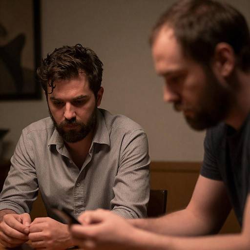 Intense Focus in a Dimly Lit Room