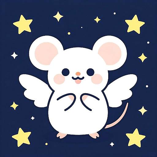Cute Winged Mouse Under Starry Sky